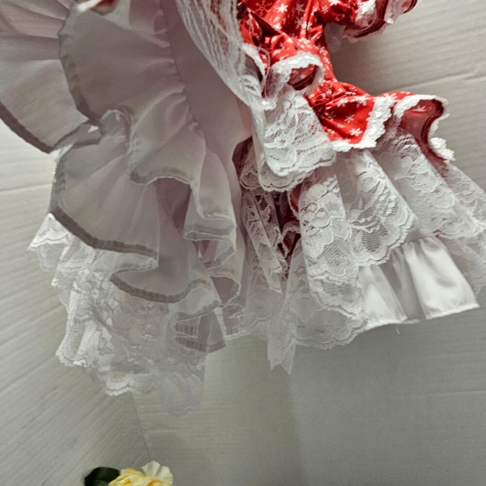 New Lid’l Dolly’s Toddler Girl Red Southern Belle Dress Ruffle Lace Full Circle⭐ - Picture 13 of 16